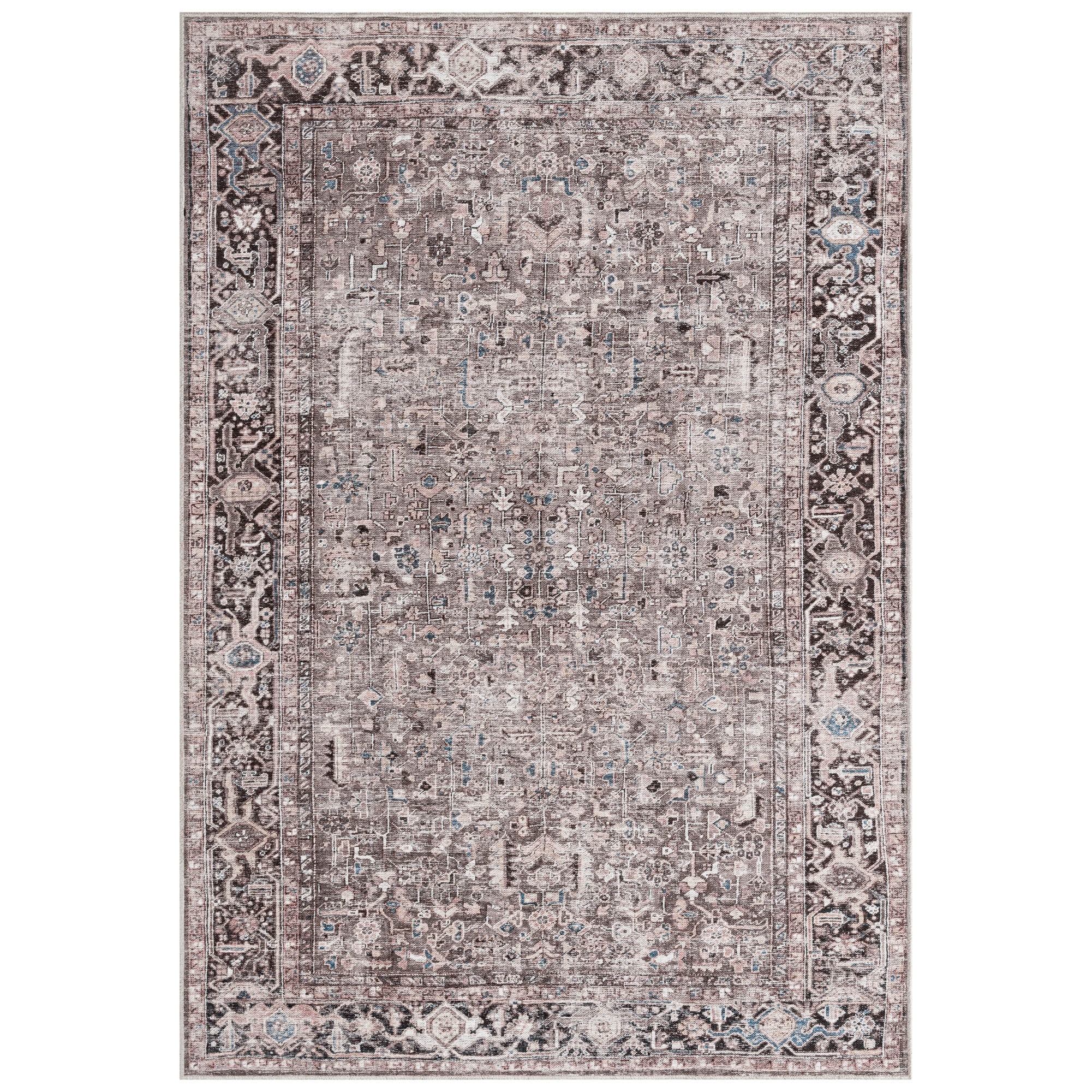 Everwash™ Callaghan Edith Distressed Vintage Machine Washable Area Rug, Lavender Grey, 3'11"x5'6"