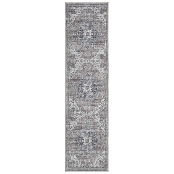 Everwash™ Callaghan Esther Bohemian Medallion Machine Washable Runner Area Rug, Grey, 1'11"x7'2"