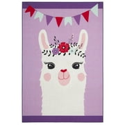 Everwash™ Imagine Llama Kids Machine Washable Area Rug, Purple/White, 4'x6'