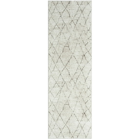 Everwash™ Treasure Alan Modern Geometric Machine Washable Runner Area Rug, Beige/Brown, 2'2"x7'2"
