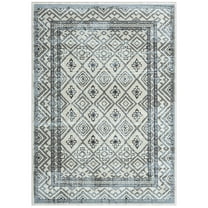Everwash™ Treasure Cambria Southwest Geometric Machine Washable Area Rug, Beige/Navy Blue, 5'2"x7'2"