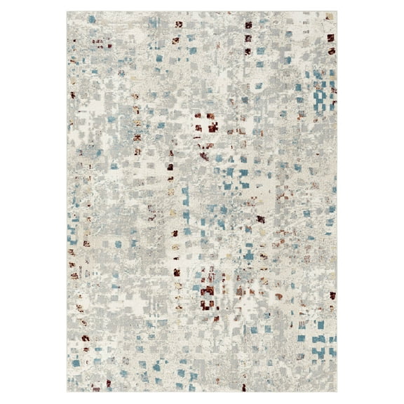 Everwash Treasure Eloise Modern Geometric Machine Washable Indoor Area Rug, Ivory, 5'2"x7'2"