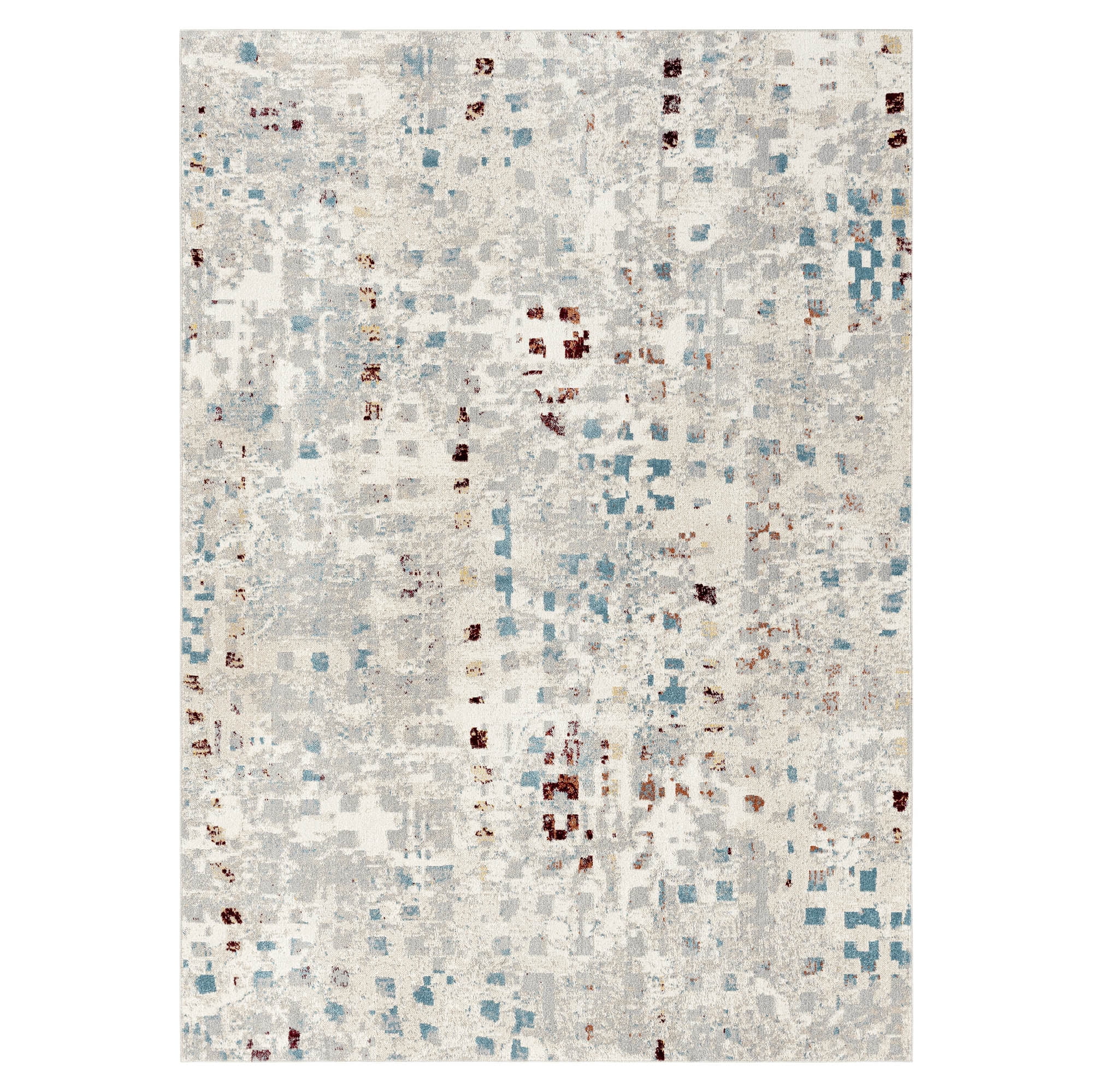 Everwash Treasure Eloise Modern Geometric Machine Washable Indoor Area Rug, Ivory, 6'6"x9'2"