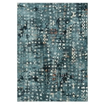 Everwash Treasure Eloise Modern Geometric Machine Washable Indoor Area Rug, Navy Blue, 5'2"x7'2"