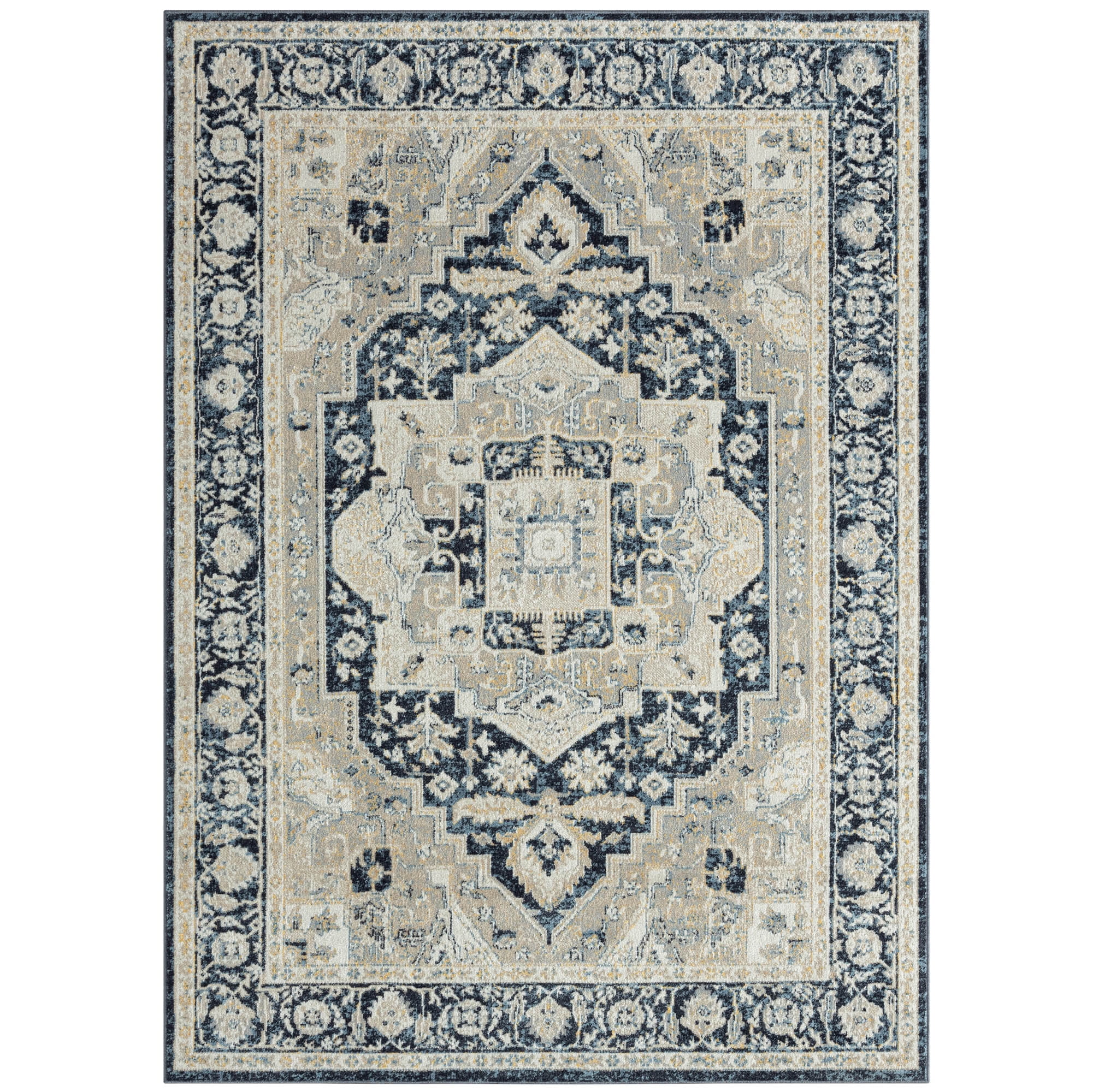 TOWN & COUNTRY EVERYDAY Walker Damask Medallion Everwash™ Washable  Multi-Use Decorative Rug, Tufted Kitchen Runner Rug, Low-Profile Door Mat,Bath  Rug with Non-Slip Backing, Navy Blue, 24x72 