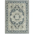 thumbnail image 1 of Everwash Treasure Rubia Traditional Medallion Machine Washable Indoor Area Rug, Ivory/Navy Blue, 6'6"x9'2", 1 of 10