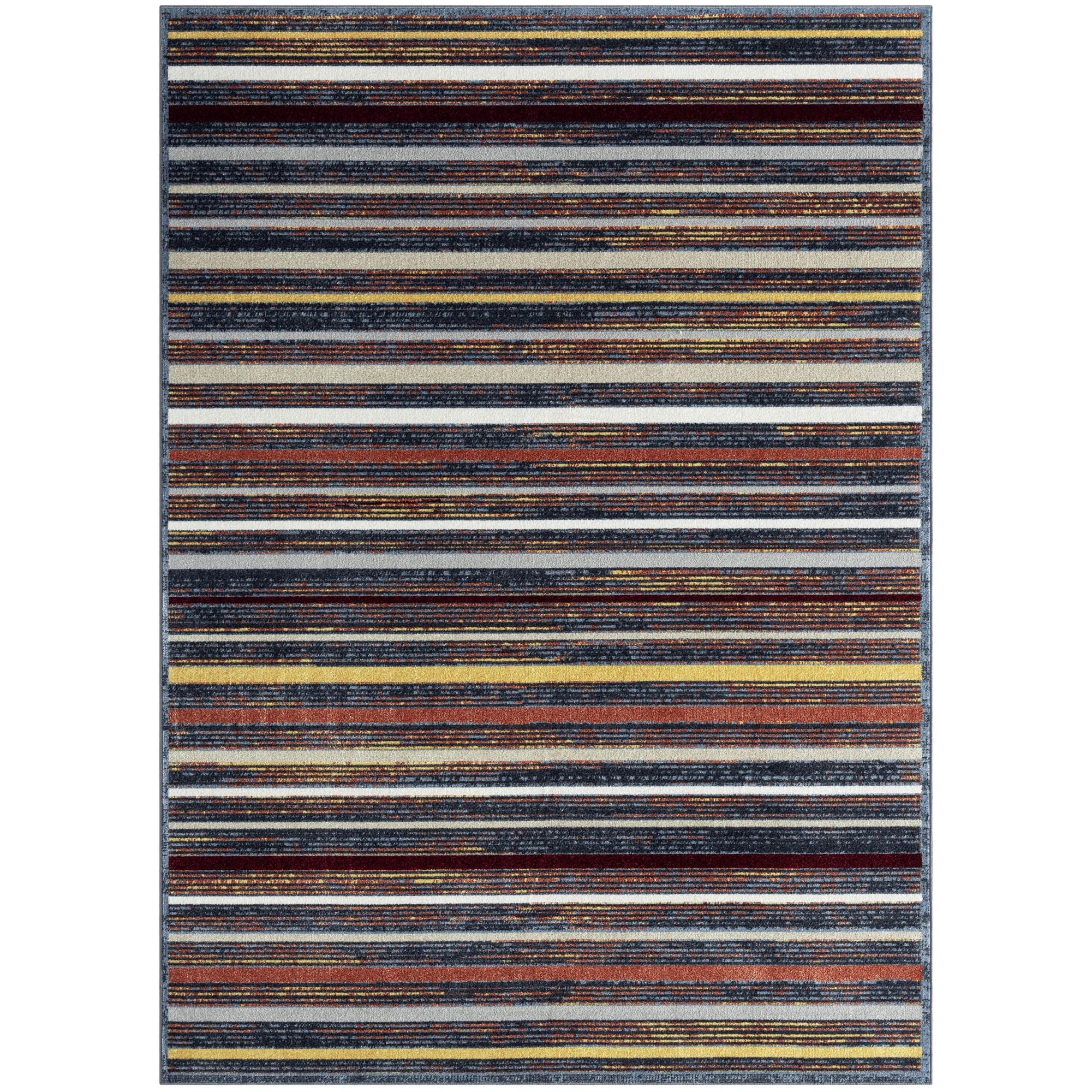 Everwash™ Treasure Striped Modern Machine Washable Area Rug, Blue/Yellow, 5'2"x7'2"