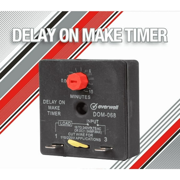 Everwell Delay on Make Timer 10 min Adjustable 18-240 VAC