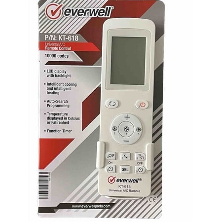 Everwell Universal Remote for Air Conditioners – 10,000 Codes, Quick Setup, Works with Most Brands