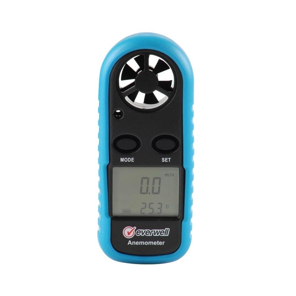 Everwell® Handheld Digital Mini-Anemometer. Wind Temperature Range 10 ...