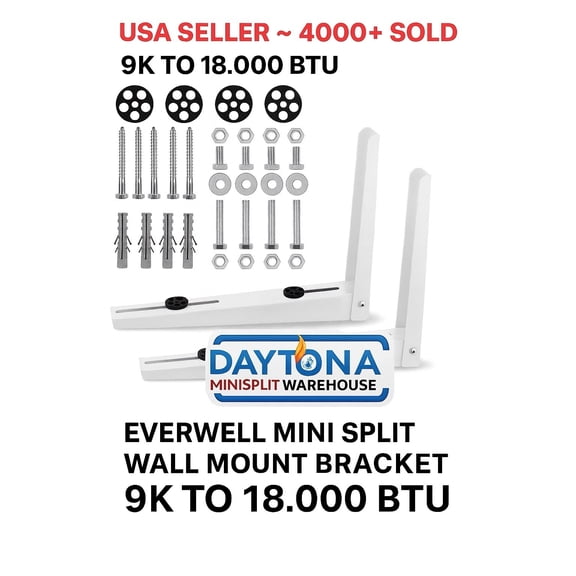 Everwell Heavy Duty Mini Split Wall Mount Bracket  Fits 9k to 18k BTU Units