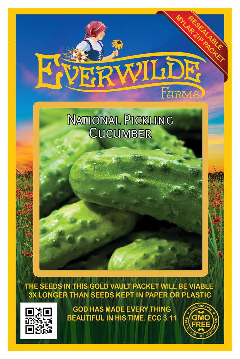 Everwilde Farms 100 National Pickling Cucumber Seeds Gold Vault Jumbo Bulk Seed Packet
