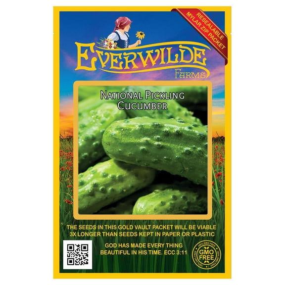 Everwilde Farms - 100 National Pickling Cucumber Seeds - Gold Vault Jumbo Bulk Seed Packet