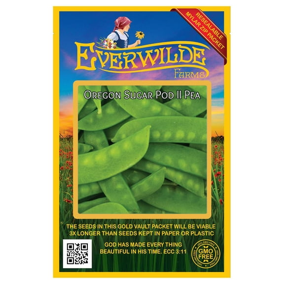 Everwilde Farms - 100 Oregon Sugar Pod II Pea Seeds - Gold Vault Jumbo Bulk Seed Packet