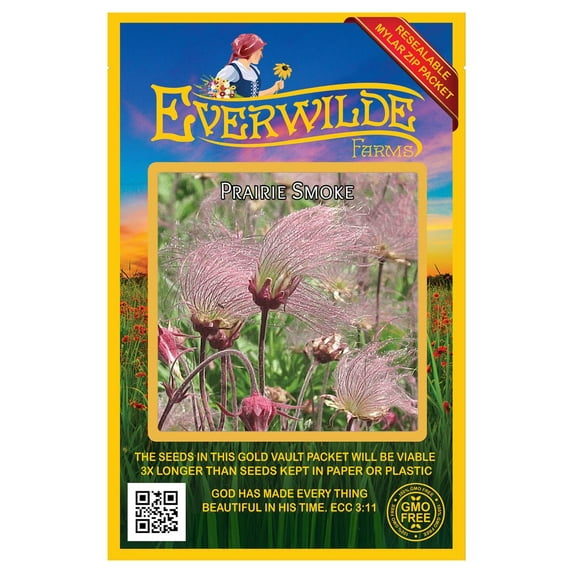 Everwilde Farms - 100 Prairie Smoke Native Wildflower Seeds - Gold Vault Seed Packet