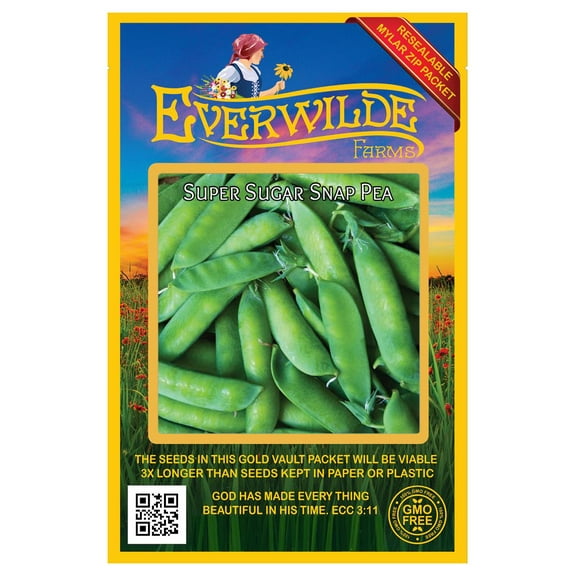 Everwilde Farms 100 Super Sugar Snap Pea Plant Seeds