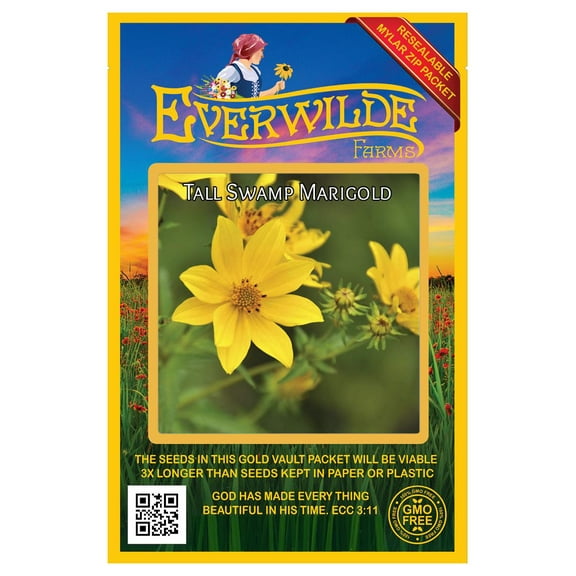 Everwilde Farms - 100 Tall Swamp Marigold Native Wildflower Seeds - Gold Vault Seed Packet
