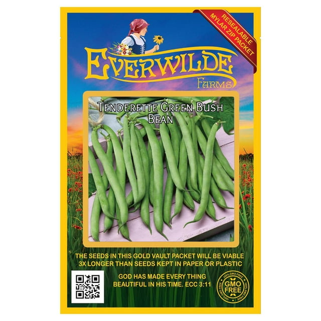 Everwilde Farms 100 Tenderette Green Bush Bean Seeds Gold Vault