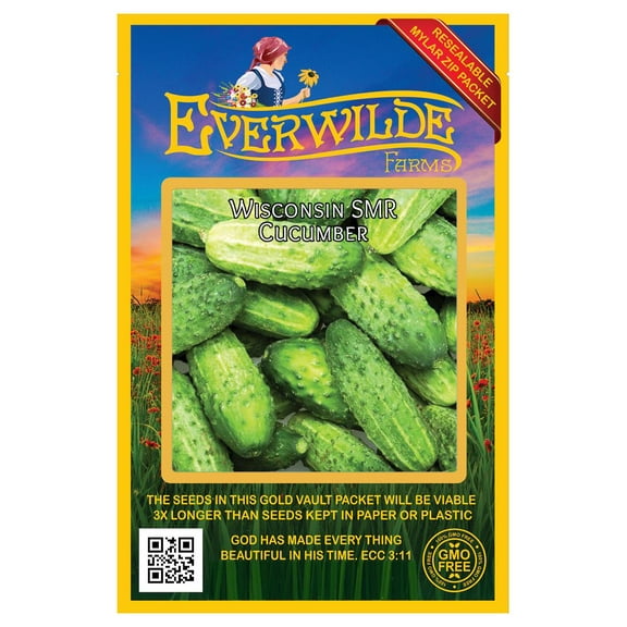 Everwilde Farms - 100 Wisconsin SMR 58 Cucumber Seeds - Gold Vault Jumbo Bulk Seed Packet
