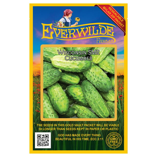 Everwilde Farms - 100 Wisconsin SMR 58 Cucumber Seeds - Gold Vault Jumbo Bulk Seed Packet