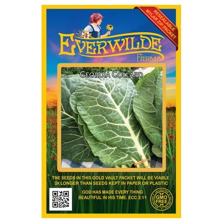 Everwilde Farms - 1000 Georgia Collard Seeds - Gold Vault Jumbo Bulk Seed Packet