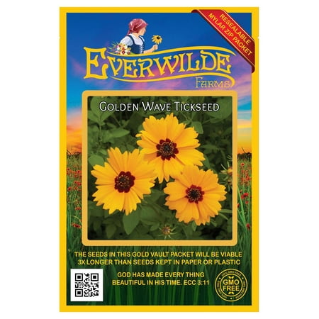 Everwilde Farms - 1000 Golden Wave Tickseed Native Wildflower Seeds - Gold Vault Jumbo Bulk Seed Packet