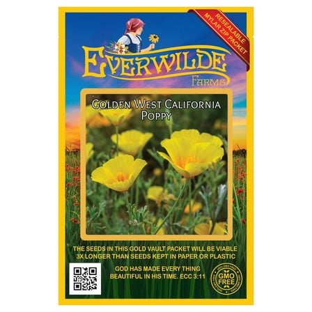 Everwilde Farms - 1000 Golden West California Poppy Garden Flower Seeds - Gold Vault Jumbo Bulk Seed Packet
