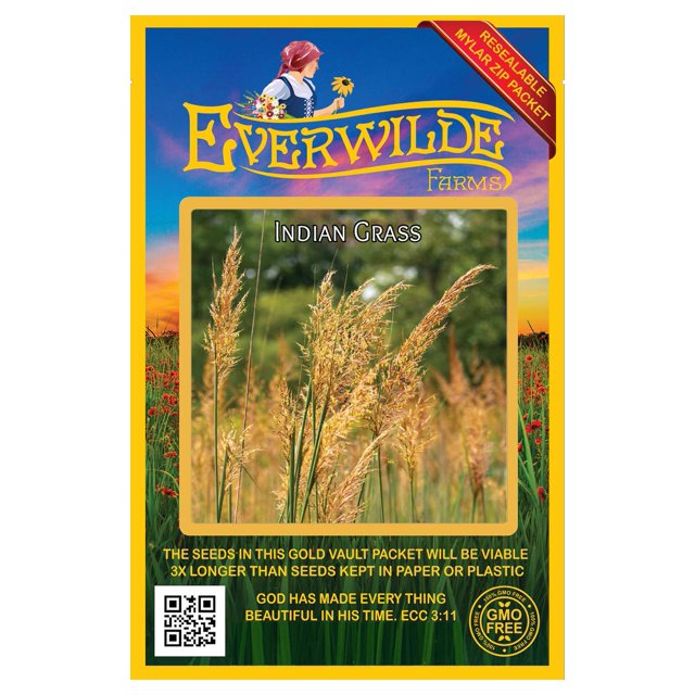Everwilde Farms 1000 Indian Grass Native Grass Seeds Gold Vault