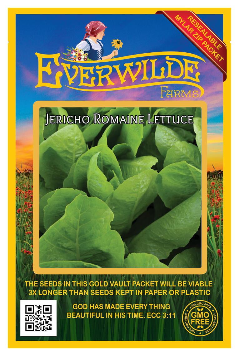Everwilde Farms 1000 Jericho Romaine Lettuce Seeds Gold Vault Jumbo