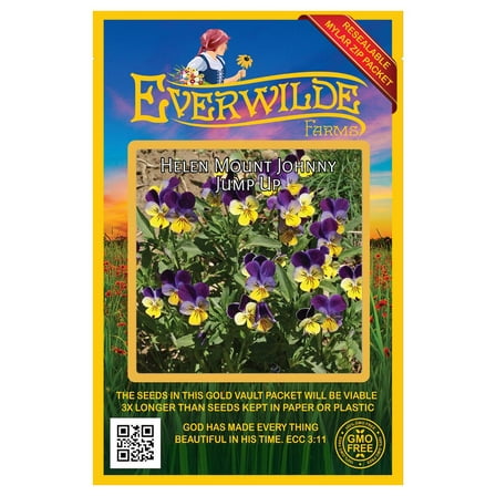 Everwilde Farms 1000 Johnny Jump Up Flower Seeds, Resealable Mylar Packaging
