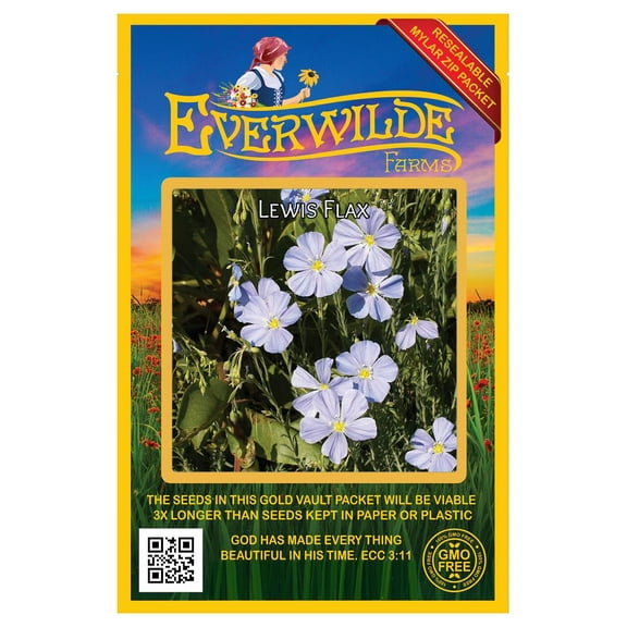 Everwilde Farms - 1000 Lewis Flax Native Wildflower Seeds - Gold Vault Jumbo Bulk Seed Packet