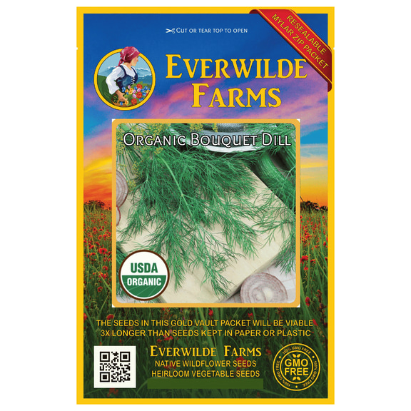 Everwilde Farms - 1000 Organic Bouquet Dill Herb Seeds - Gold Vault Jumbo Bulk Seed Packet