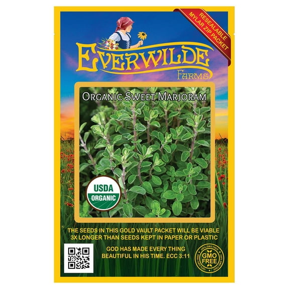 Everwilde Farms - 1000 Organic Sweet Marjoram Herb Seeds - Gold Vault Jumbo Bulk Seed Packet