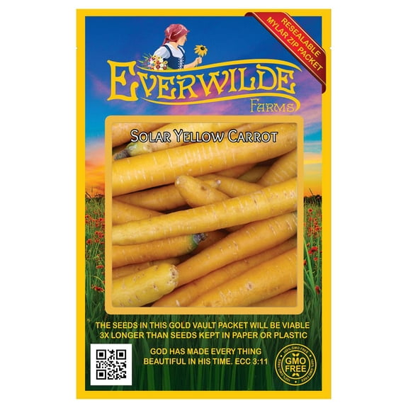 Everwilde Farms - 1000 Solar Yellow Carrot Seeds - Gold Vault Jumbo Bulk Seed Packet