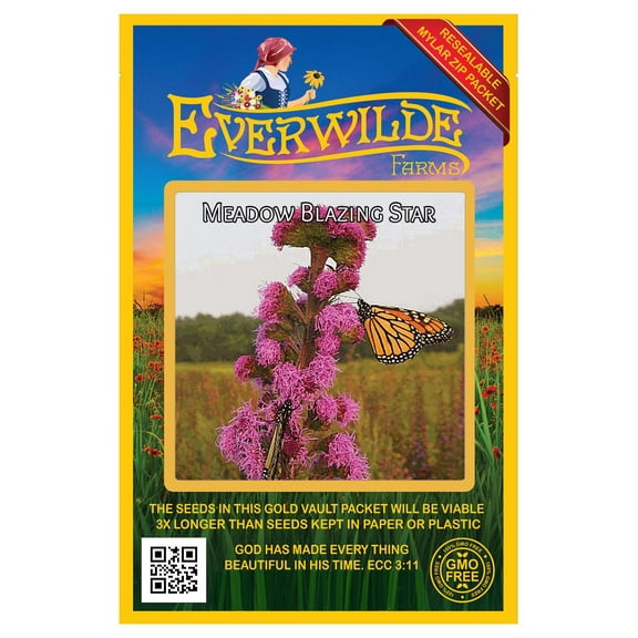 Everwilde Farms - 125 Meadow Blazing Star Native Wildflower Seeds - Gold Vault Seed Packet