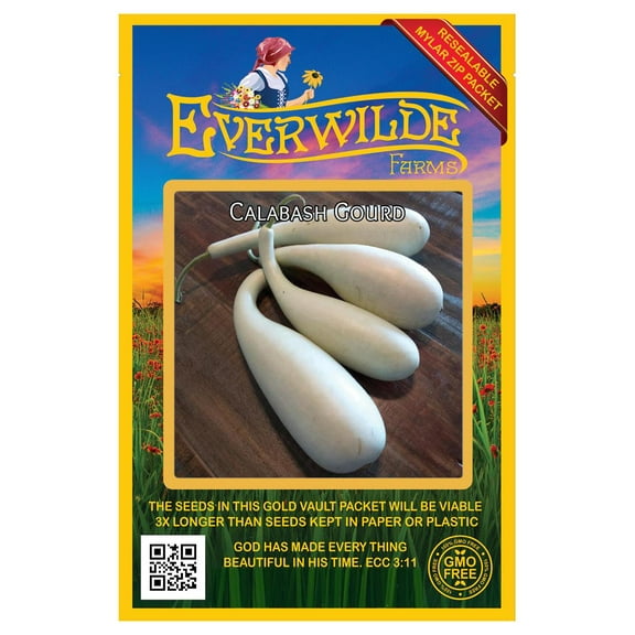 Everwilde Farms - 15 Calabash Gourd Seeds - Gold Vault Seed Packet
