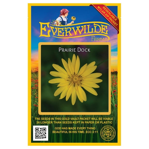 Everwilde Farms - 15 Prairie Dock Native Wildflower Seeds - Gold Vault Seed Packet