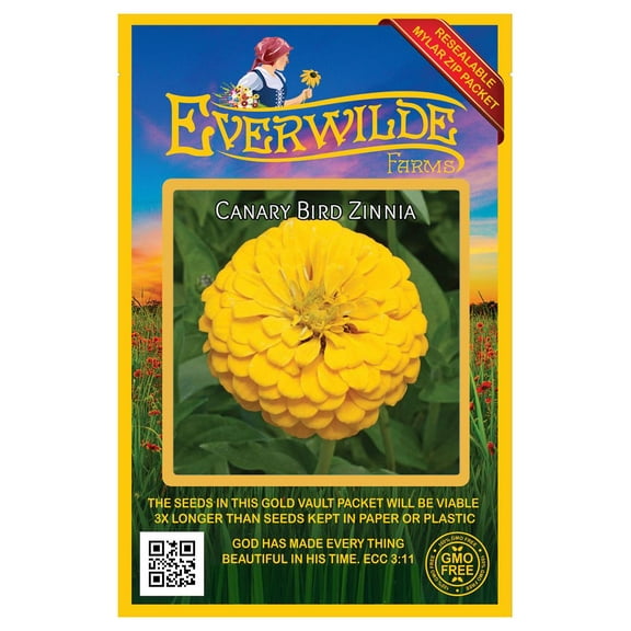 Everwilde Farms - 200 Canary Bird Zinnia Garden Flower Seeds - Gold Vault Jumbo Bulk Seed Packet