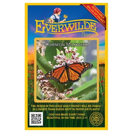 Everwilde Farms - 200 Common Milkweed Native Wildflower Seeds - Gold Vault Jumbo Bulk Seed Packet
