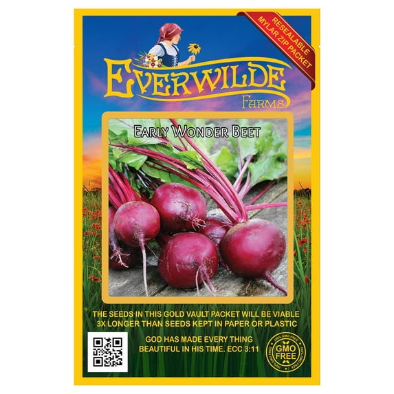 Everwilde Farms - 200 Early Wonder Beet Seeds - Gold Vault Jumbo Bulk Seed Packet