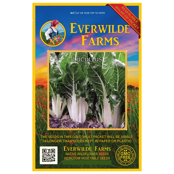 Everwilde Farms - 200 Lucullus Swiss Chard Seeds - Gold Vault Jumbo Bulk Seed Packet