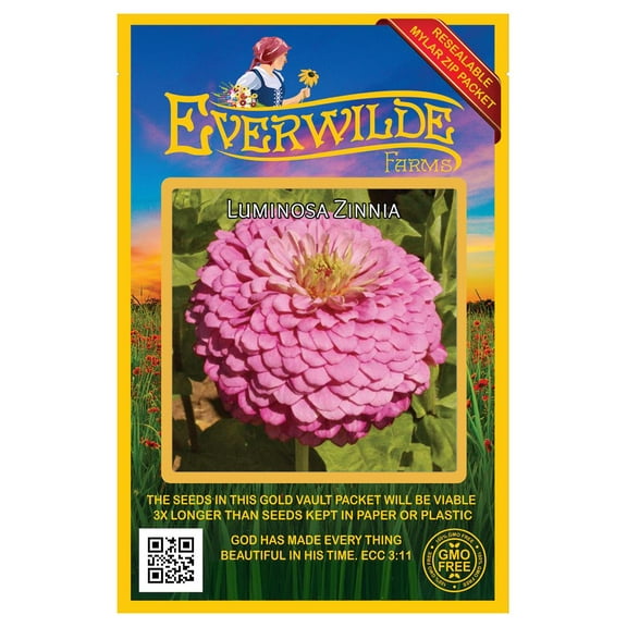 Everwilde Farms - 200 Luminosa Zinnia Garden Flower Seeds - Gold Vault Jumbo Bulk Seed Packet