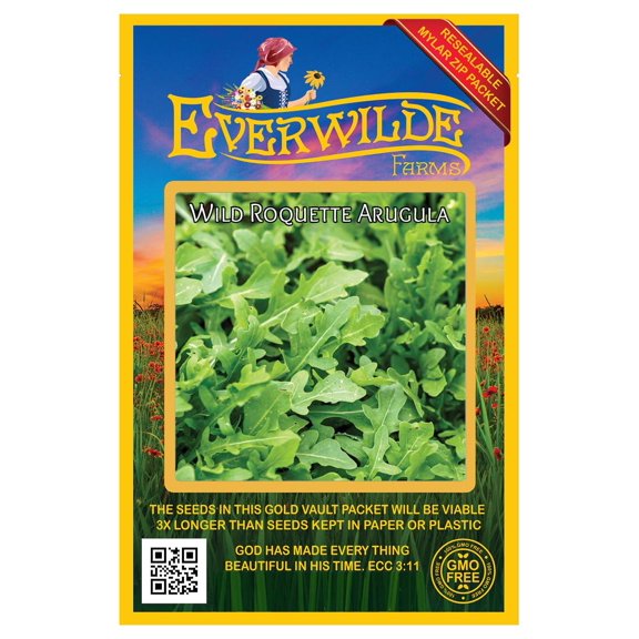 Everwilde Farms - 200 Roquette Arugula Herb Seeds - Gold Vault Seed Packet