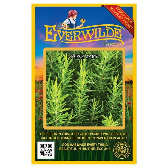 Everwilde Farms - 200 Rosemary Herb Seeds - Gold Vault Seed Packet