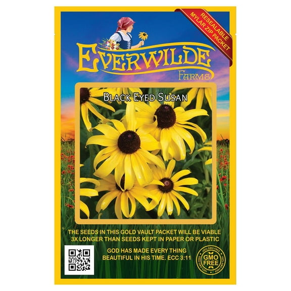 Everwilde Farms - 2000 Black Eyed Susan Native Wildflower Seeds - Gold Vault Jumbo Bulk Seed Packet