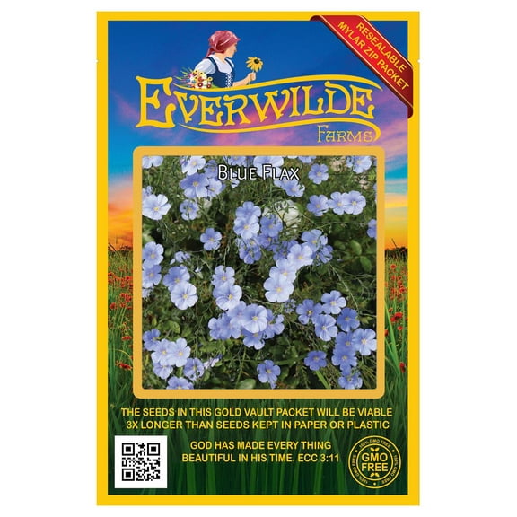 Everwilde Farms - 2000 Blue Flax Garden Flower Seeds - Gold Vault Jumbo Bulk Seed Packet