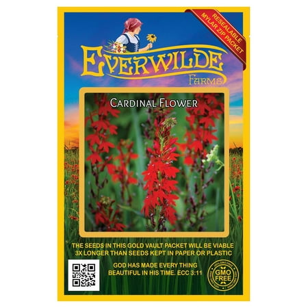 Everwilde Farms - 2000 Cardinal Flower Native Wildflower Seeds - Gold Vault Seed Packet