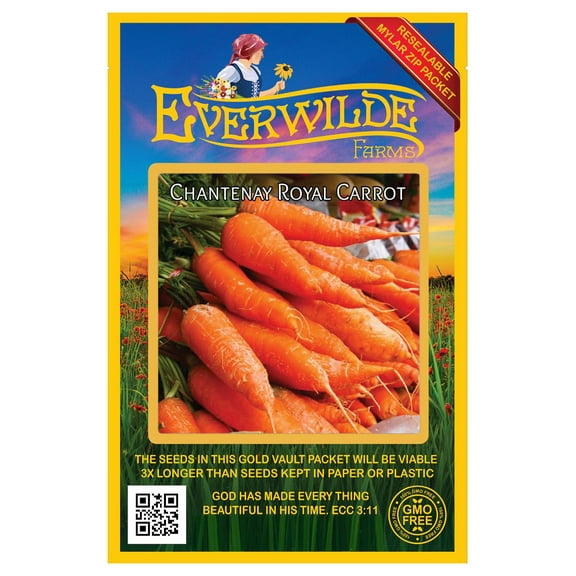 Everwilde Farms - 2000 Chantenay Royal Carrot Seeds - Gold Vault Jumbo Bulk Seed Packet
