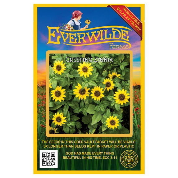 Everwilde Farms - 2000 Creeping Zinnia Garden Flower Seeds - Gold Vault Jumbo Bulk Seed Packet