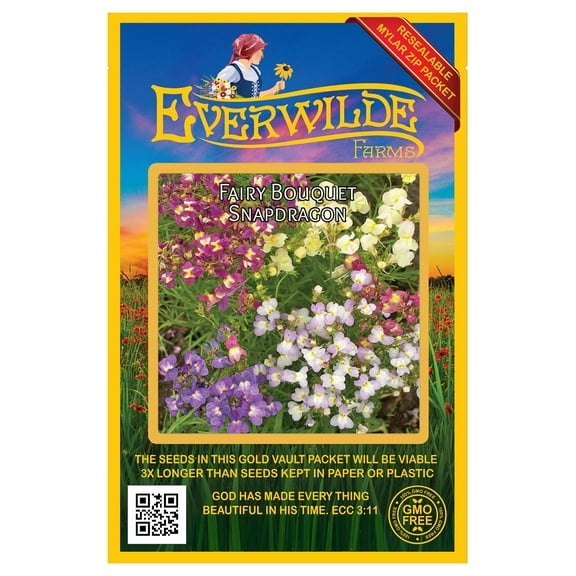 Everwilde Farms - 2000 Fairy Bouquet Mixed Snapdragon Garden Flower Seeds - Gold Vault Jumbo Bulk Seed Packet